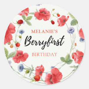 Strawberry 1st Birthday Party   Berry First Classic Round Sticker