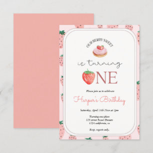 Strawberry 1st Birthday Party Berry First Invitation