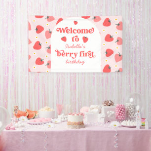 Strawberry 1st Birthday Party Berry First Welcome Banner