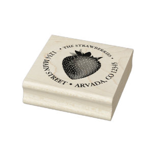 strawberry address rubber stamp