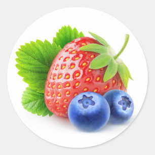 Strawberry and blueberries classic round sticker