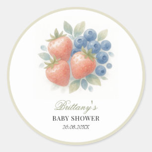 Strawberry and Blueberry Baby Shower Classic Round Sticker
