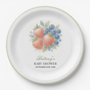 Strawberry and Blueberry Baby Shower Paper Plate