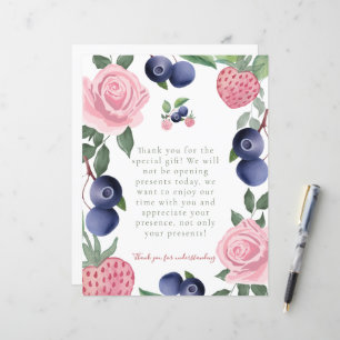 Strawberry and Blueberry Party Gifts Sign