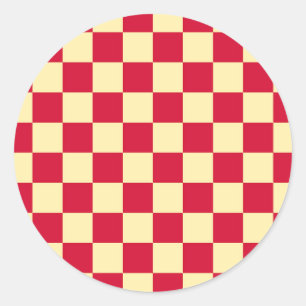 Strawberry and Buttercream Checkerboard Classic Round Sticker