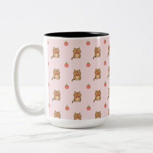 strawberry and chipmunk pattern Two-Tone coffee mug