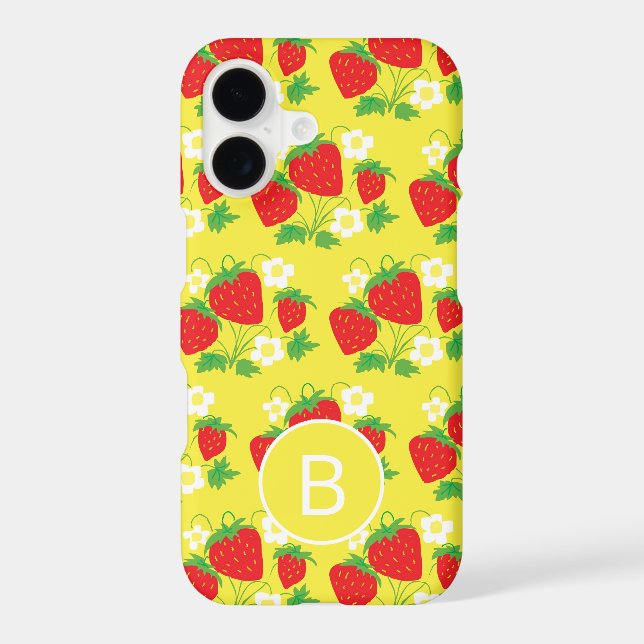 Strawberry and Flower Yellow Pattern Monogrammed (Back)