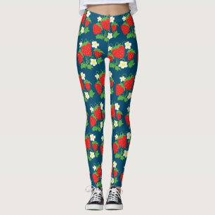 Strawberry and Flowers Pattern Leggings
