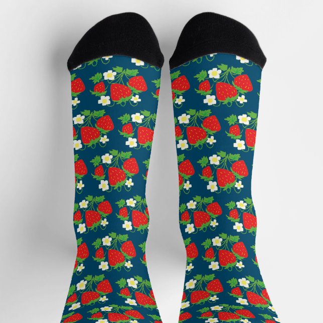 Strawberry and Flowers Pattern Socks (Top)