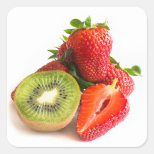 Strawberry and kiwi square sticker