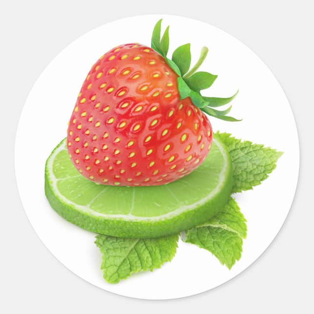 Strawberry and lime classic round sticker (Front)