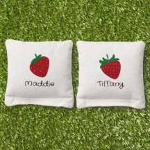 Strawberry and Name Cornhole Bags