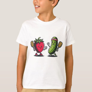 Strawberry and Pickle Pickleball Duel T-Shirt