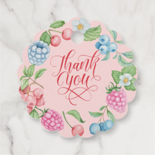 Strawberry and raspberries Birthday Blush Pink Favour Tags