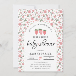 Strawberry and Roses Baby Shower Invitation