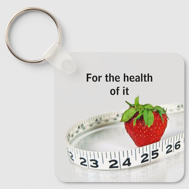 Strawberry and Tape Measure With Quote Keychain (Front)