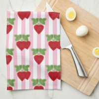 Strawberry applique on striped background retro