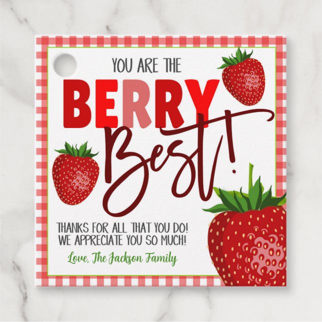 Strawberry Appreciation Gift Tag (Front)