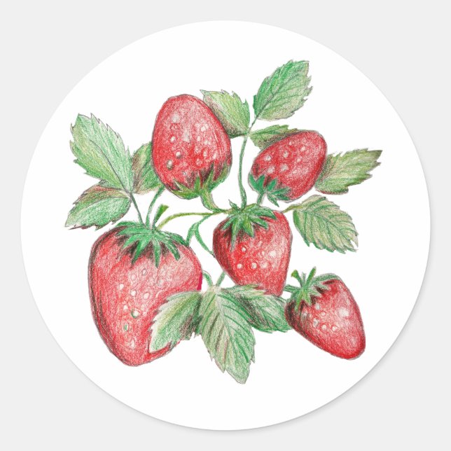 Strawberry Art Elegant Watercolor Envelope Seal (Front)