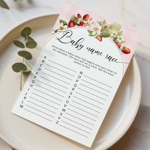 Strawberry baby name race baby shower game