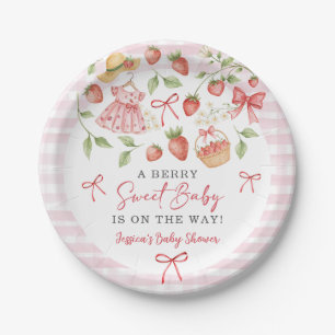 Strawberry Baby Shower Berry Sweet Farmers Market Paper Plate