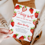 Strawberry Baby Shower | Berry Sweet Invitation<br><div class="desc">Cute girl's baby shower invitation card featuring watercolor illustration of strawberries. The text says "a berry sweet baby is on the way."</div>