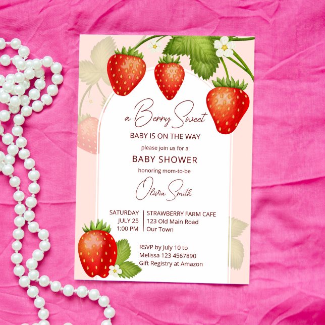Strawberry baby shower berry sweet  invitation (Creator Uploaded)