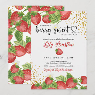 Strawberry Baby Shower Berry Sweet Invitation