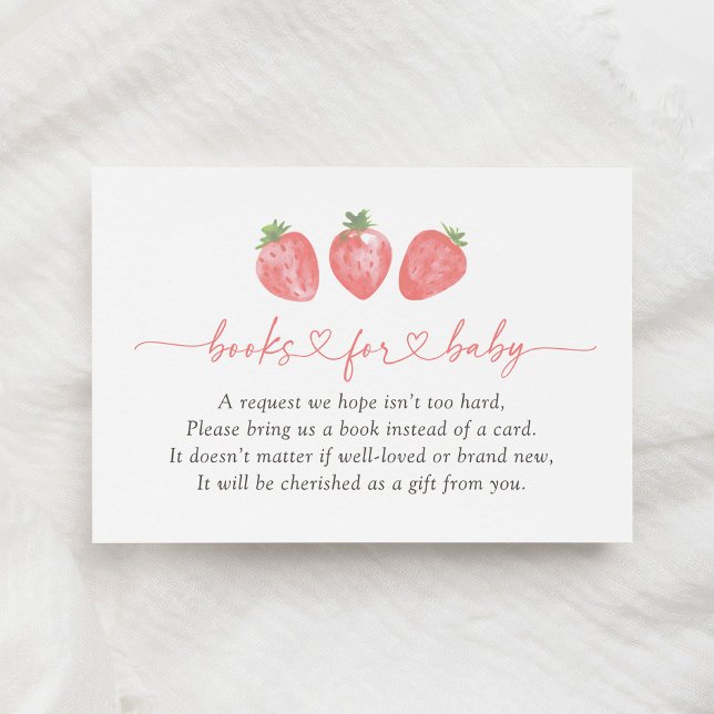 Strawberry Baby Shower Books for Baby Enclosure Card (Creator Uploaded)