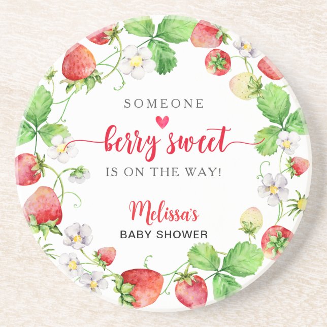 Strawberry Baby Shower Coaster (Front)