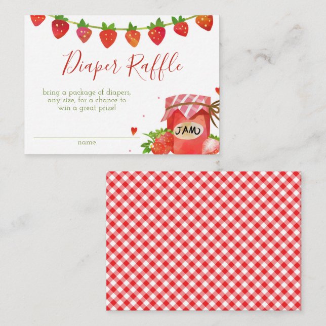 Strawberry Baby Shower Diaper Raffle Enclosure Card (Front/Back)