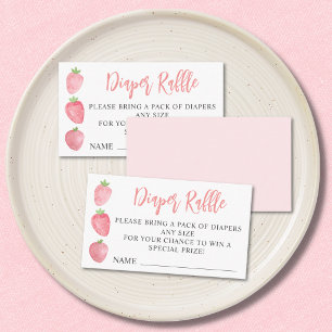 Strawberry Baby Shower Diaper Raffle Enclosure Card