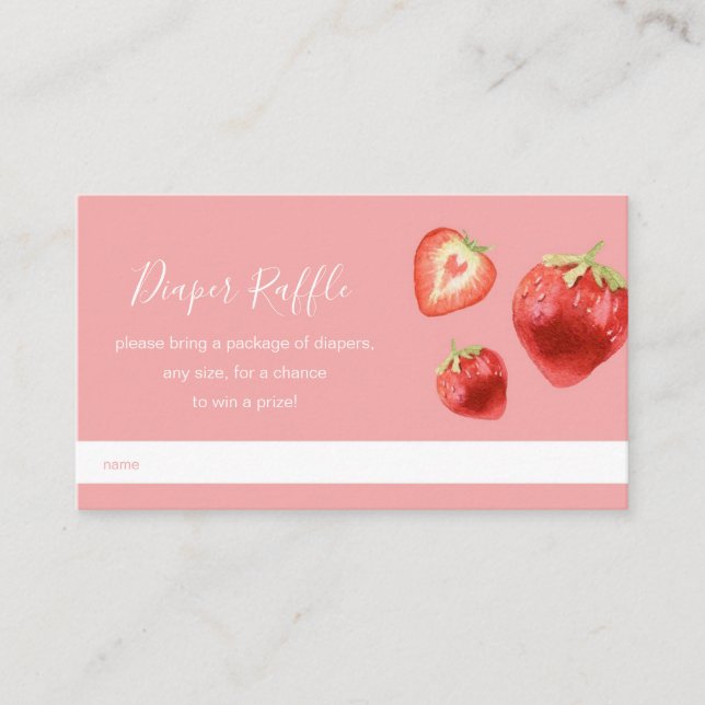 Strawberry Baby Shower Diaper Raffle  Enclosure Card (Front)