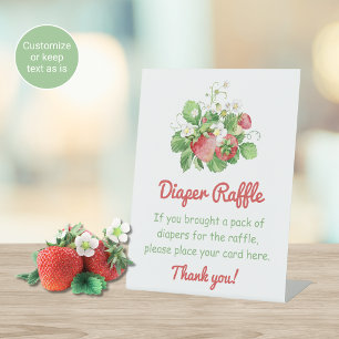 Strawberry Baby Shower Diaper Raffle Sign