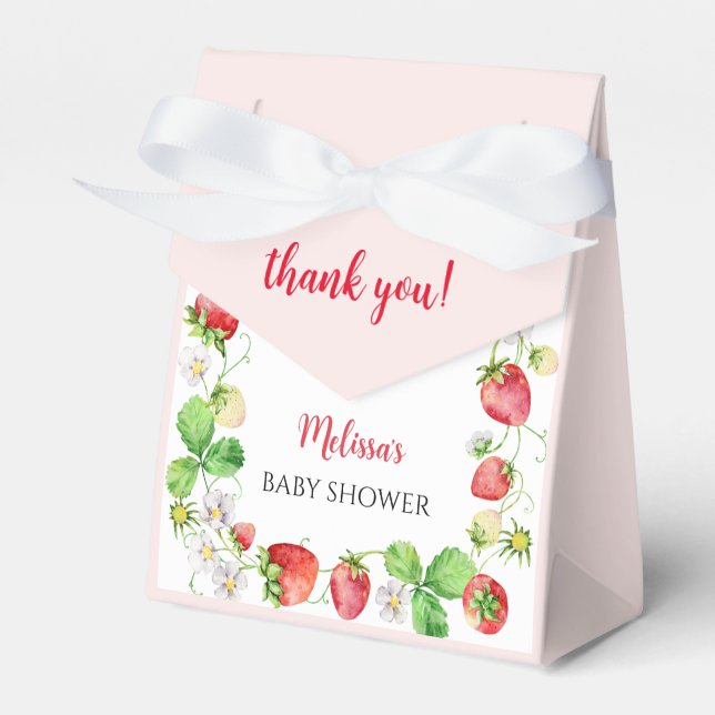 Strawberry Baby Shower Favor Box (Front Side)