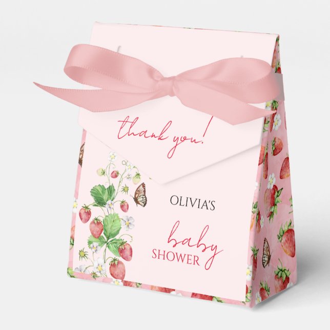 Strawberry Baby Shower Favor Box (Front Side)