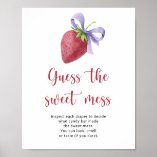 Strawberry baby shower - guess the mess poster