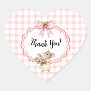 Strawberry Baby Shower-Heart Thank You Sticker