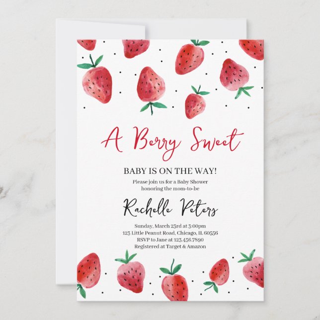 Strawberry Baby Shower Invitation (Front)