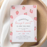 Strawberry Baby Shower Invitation<br><div class="desc">Invite friends and family to celebrate in the arrival of a little one with this watercolor strawberry themed baby shower invitation.</div>