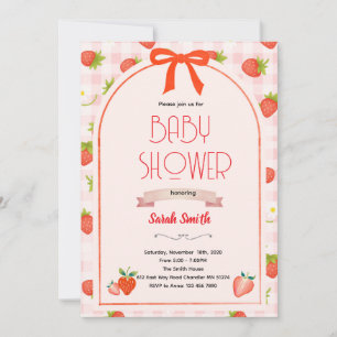 Strawberry baby shower invitation 