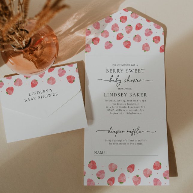 Strawberry Baby Shower Invitation | Berry Baby (Creator Uploaded)