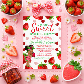 Strawberry Baby Shower Invitation, Berry Sweet Inv Invitation