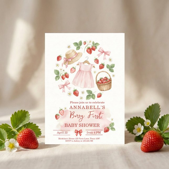 Strawberry baby shower Invite First Berry Sweet (Creator Uploaded)