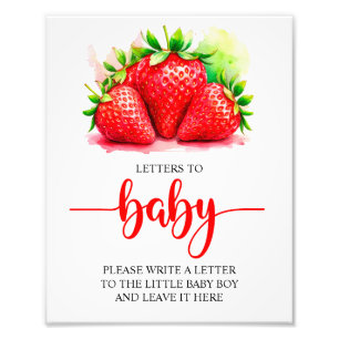 Strawberry Baby Shower Letters to Baby Sign