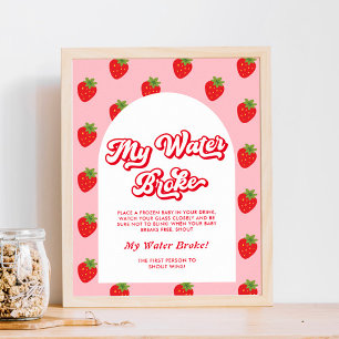 Strawberry Baby Shower My Water Broke Game Poster