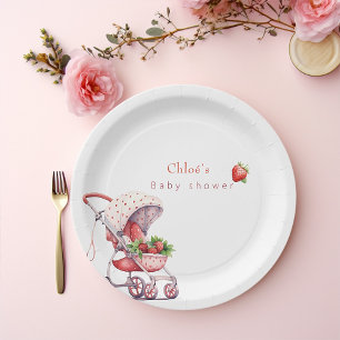 Strawberry baby shower paper plate