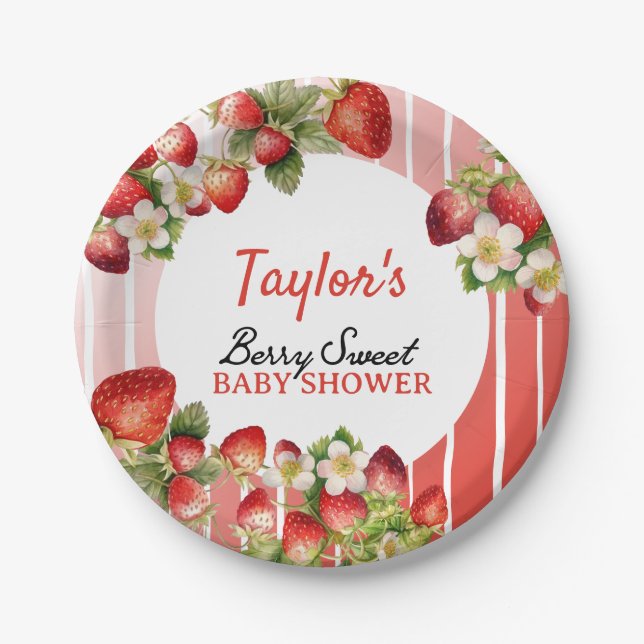 Strawberry Baby Shower Paper Plates (Front)