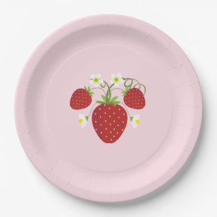 Strawberry Baby Shower Plates Pink