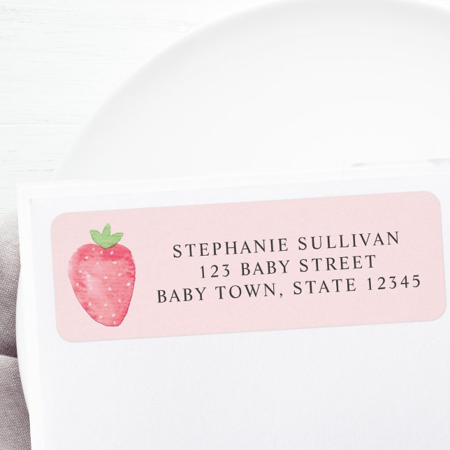 Strawberry Baby Shower Return Address  (Creator Uploaded)